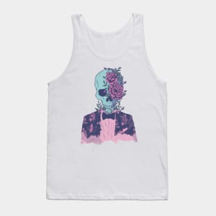 Pink/Blue Floral Skull Man Edit Tank Top